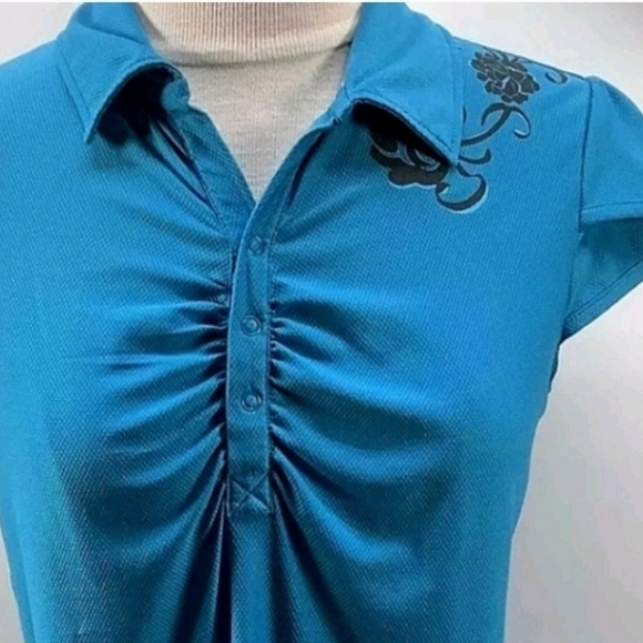 🎀CLEARANCE🎉 ATHLETA sporty aqua snap up top. Retro excellent. - Picture 3 of 7